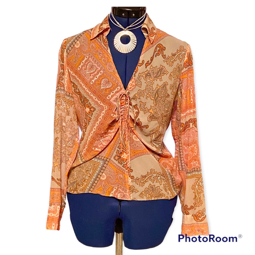 Anthropologie Sheer Silk Paisley Blouse